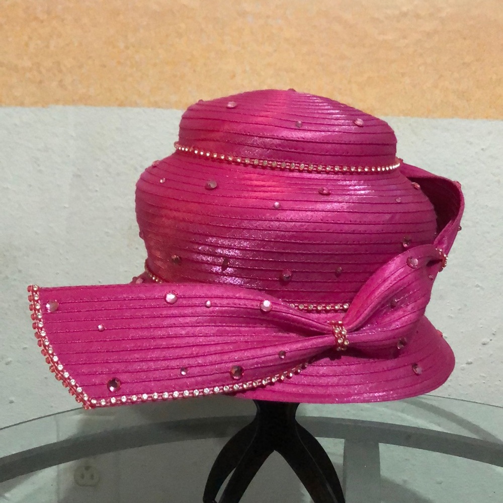 Pink rhinestone Church/Derby Hat